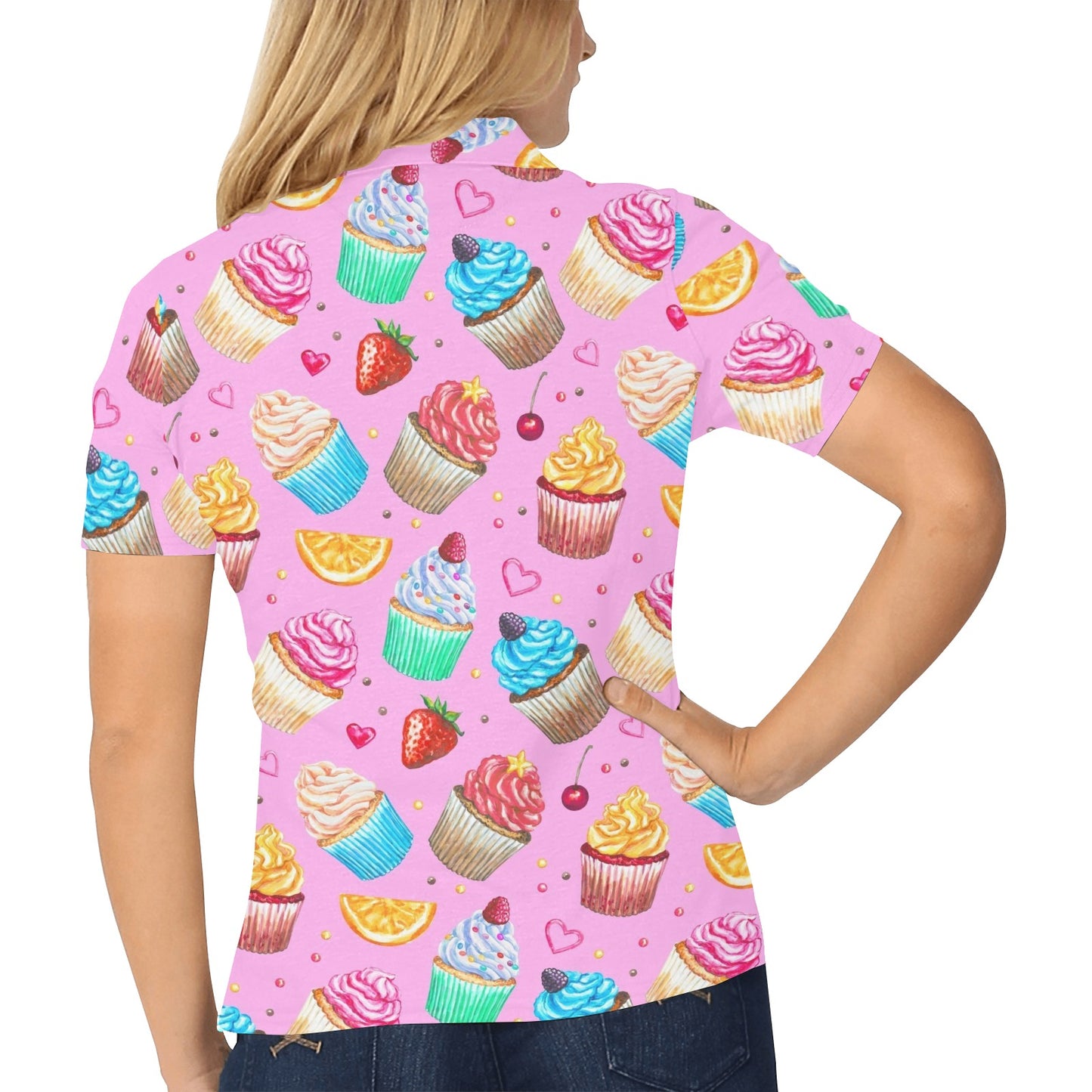 Cupcake Pattern Print Design CP05 Women's Polo Shirt