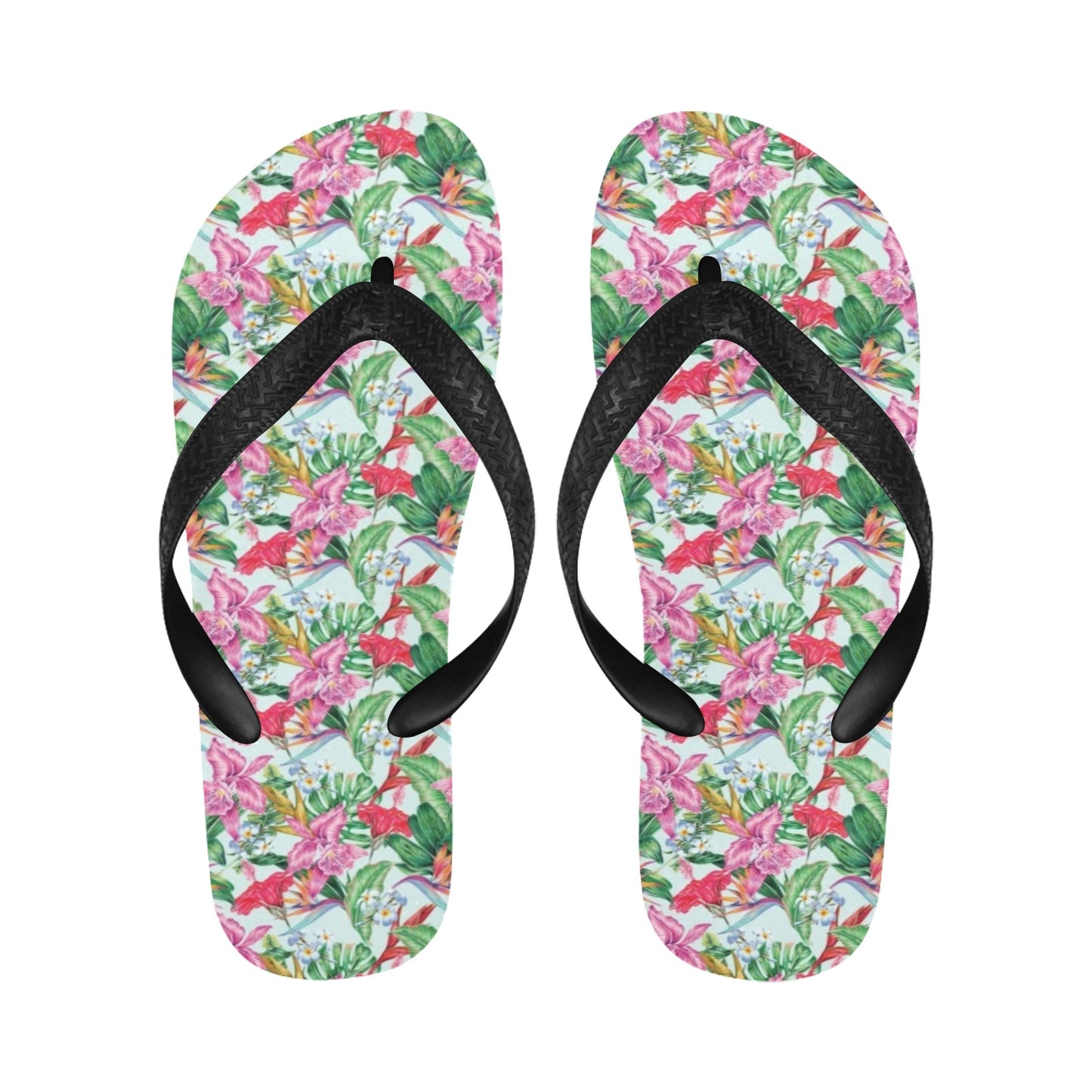 Tropical Flower Print Design LKS304 Flip Flops