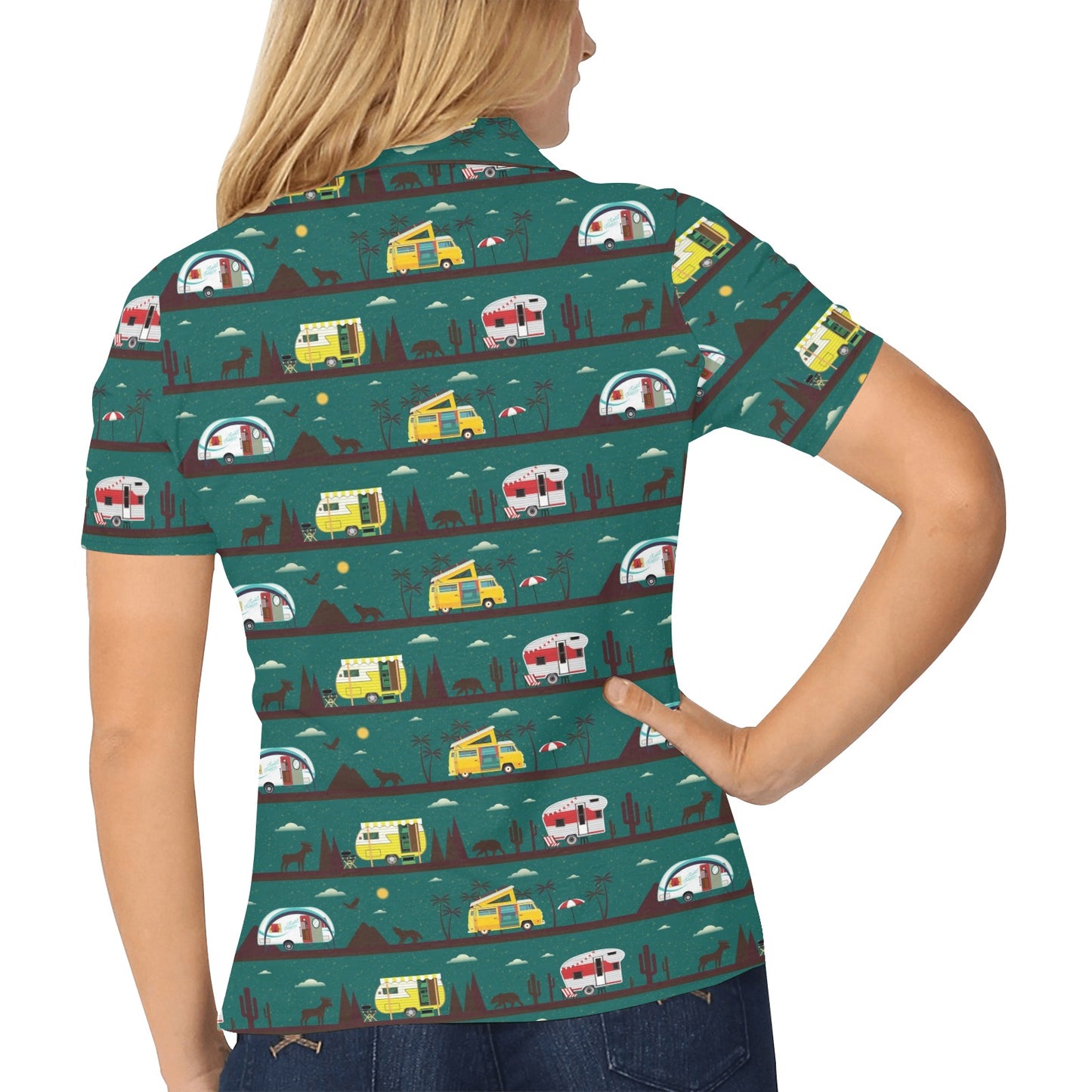 Camper Pattern Print Design 05 Women's Polo Shirt