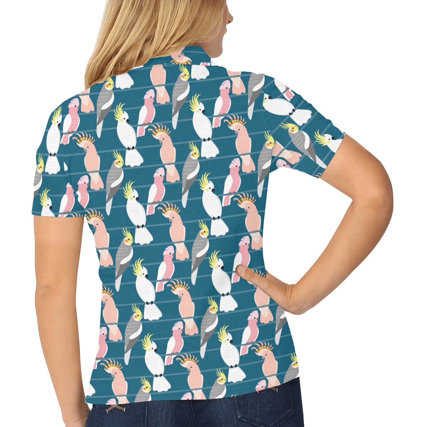 Cockatoo Print Design LKS401 Women's Polo Shirt