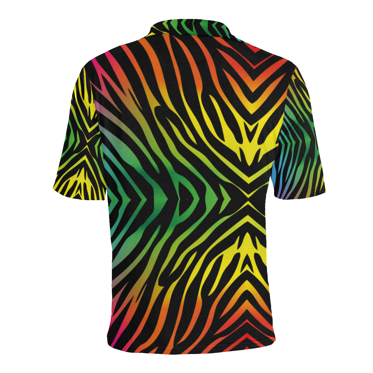 Rainbow Zebra Themed Print Men Polo Shirt