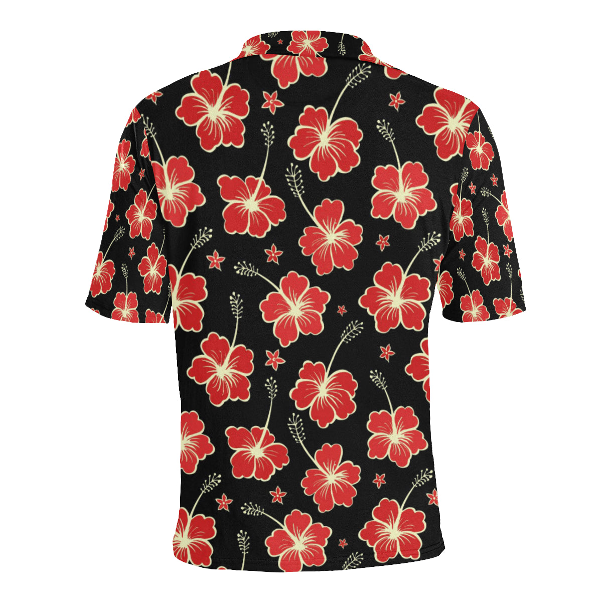 Red Hibiscus Pattern Print Design HB021 Men Polo Shirt