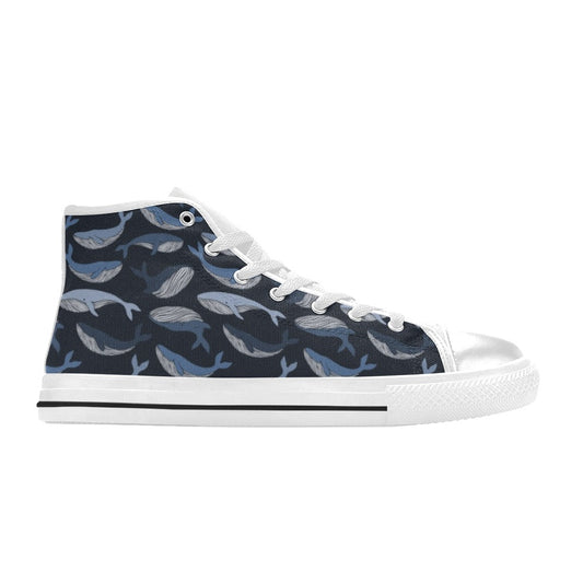 Whale Print Design LKS301 Men's High Top Canvas Shoes