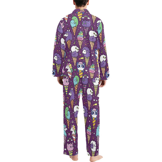 Ice Cream Pattern Print Design IC07 Men's Long Pajama Set