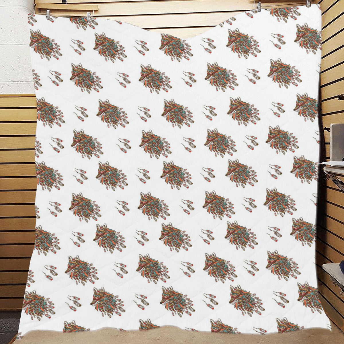 Aztec Wolf Pattern Print Design 02 Premium Quilt