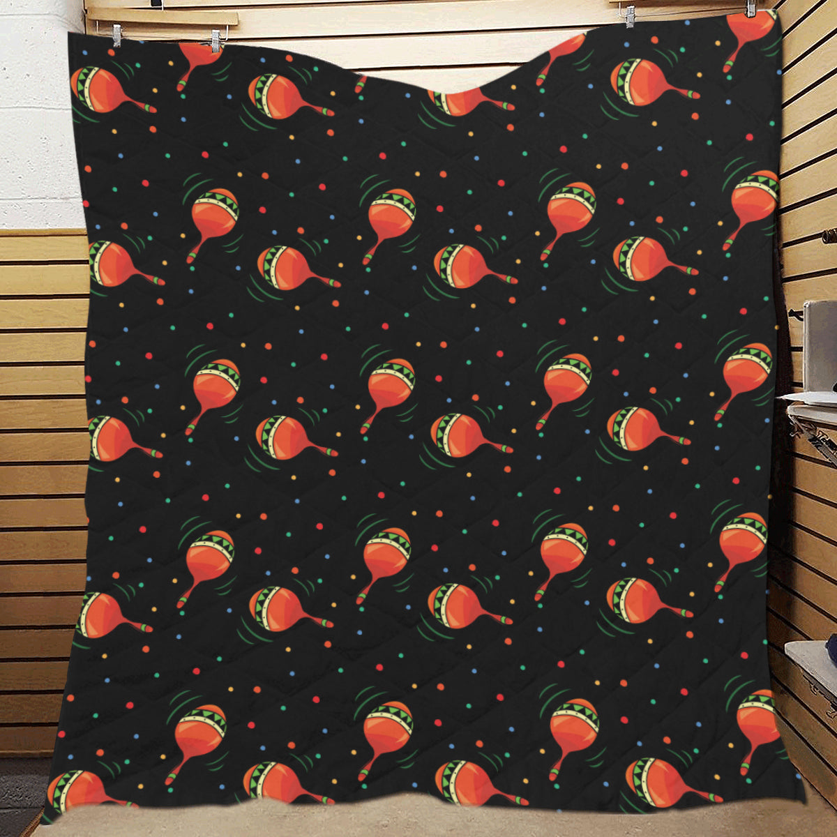 Maracas Pattern Print Design 03 Premium Quilt