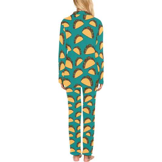 Taco Pattern Print Design TC07 Women's Long Pajama Set