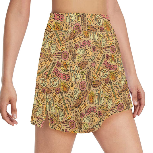 Hippie Print Design LKS305 17" Golf & Pickleball Skort with Pockets