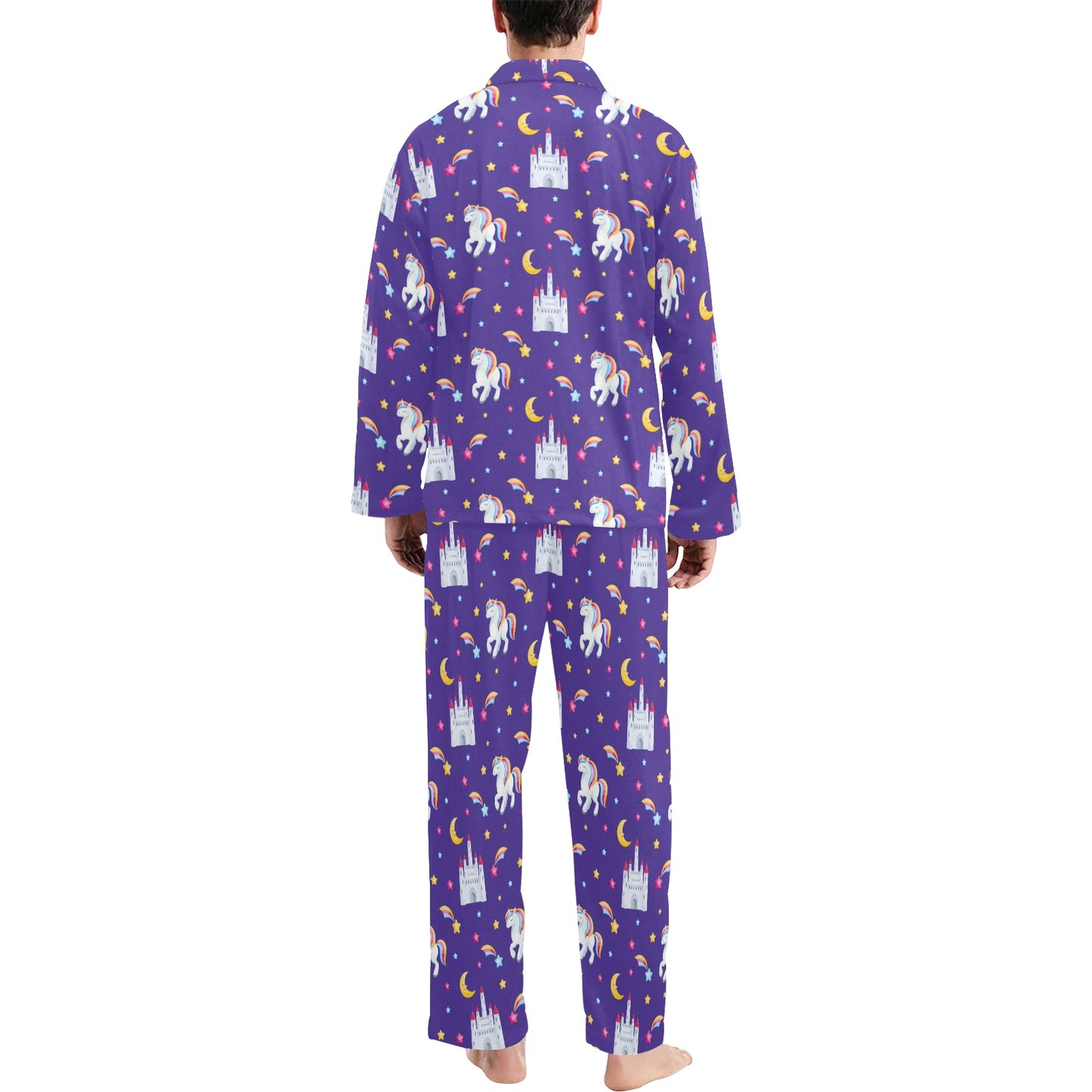 Unicorn Casttle Men's Long Pajama Set