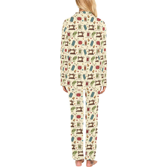 Sewing Equipment Print Design LKS303 Women's Long Pajama Set