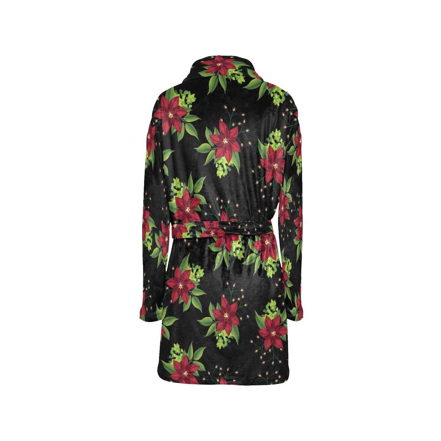 Poinsettia Pattern Print Design A01 Women's Fleece Robe
