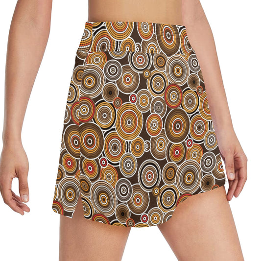Aboriginal Print Design LKS402 17" Golf & Pickleball Skort with Pockets
