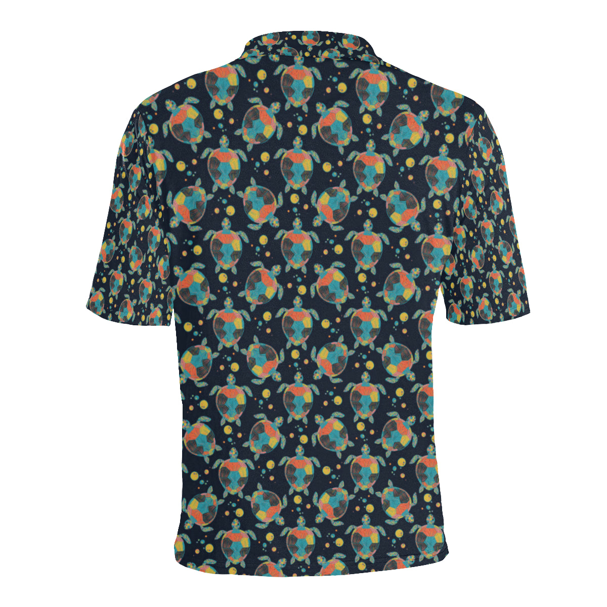 Sea Turtle Colorful with bubble Print Men Polo Shirt