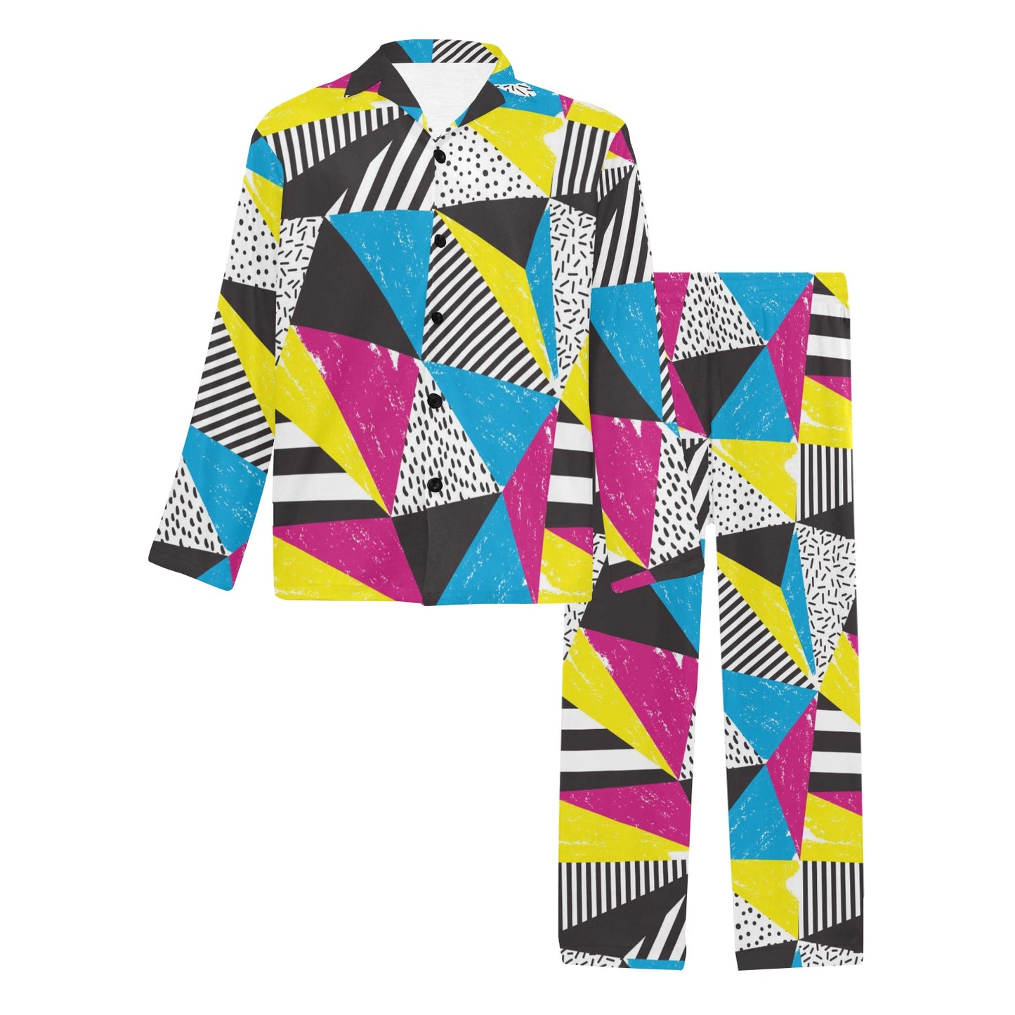 80s Pattern Print Design 2 Men's Long Pajama Set