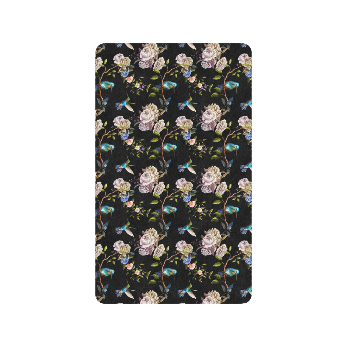Hummingbird Flower Themed Print Rubber Doormat