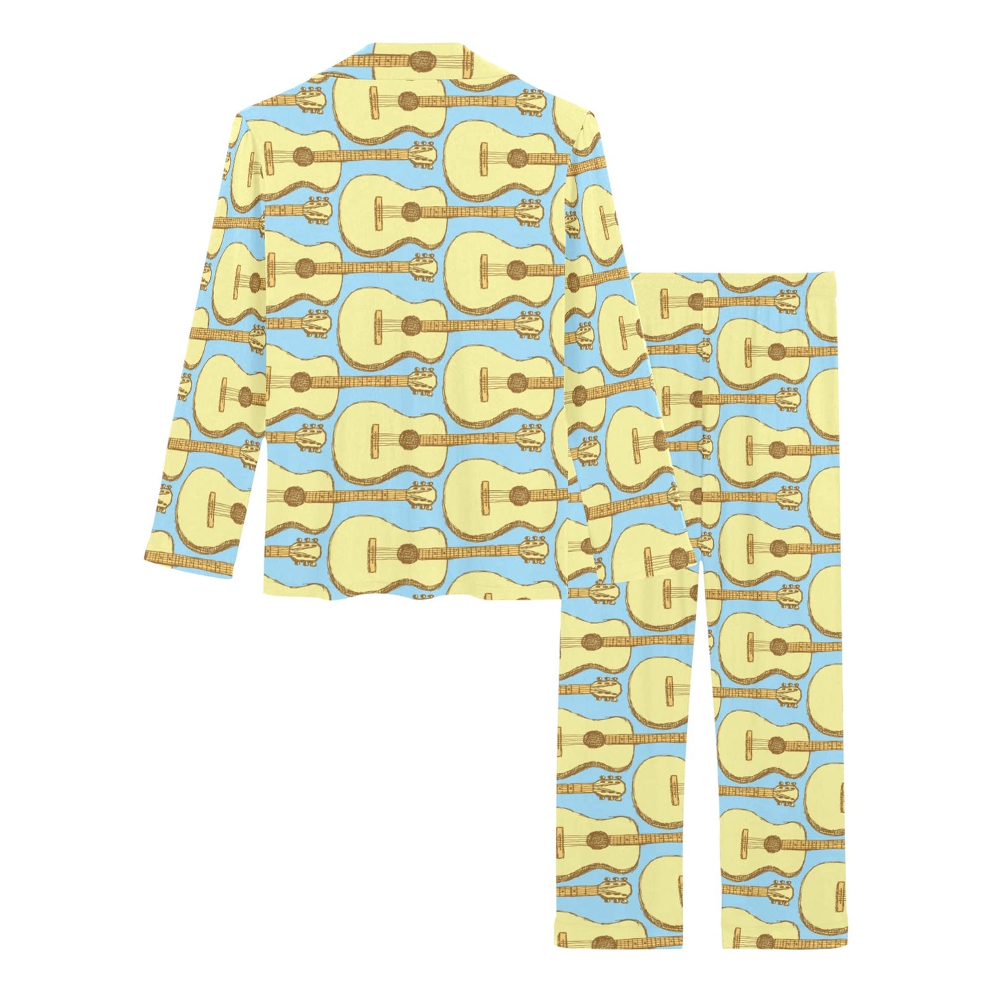 Acoustic Guitar Pattern Print Design 03 Women's Long Pajama Set