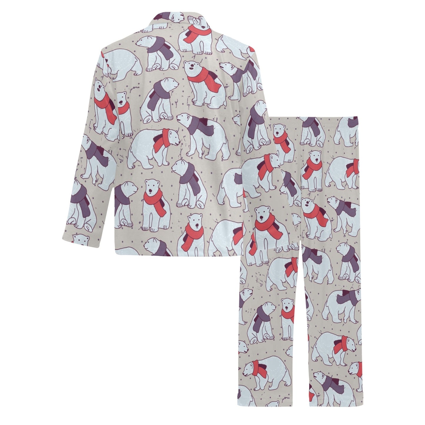 Polar Bear Pattern Print Design PB04 Men's Long Pajama Set