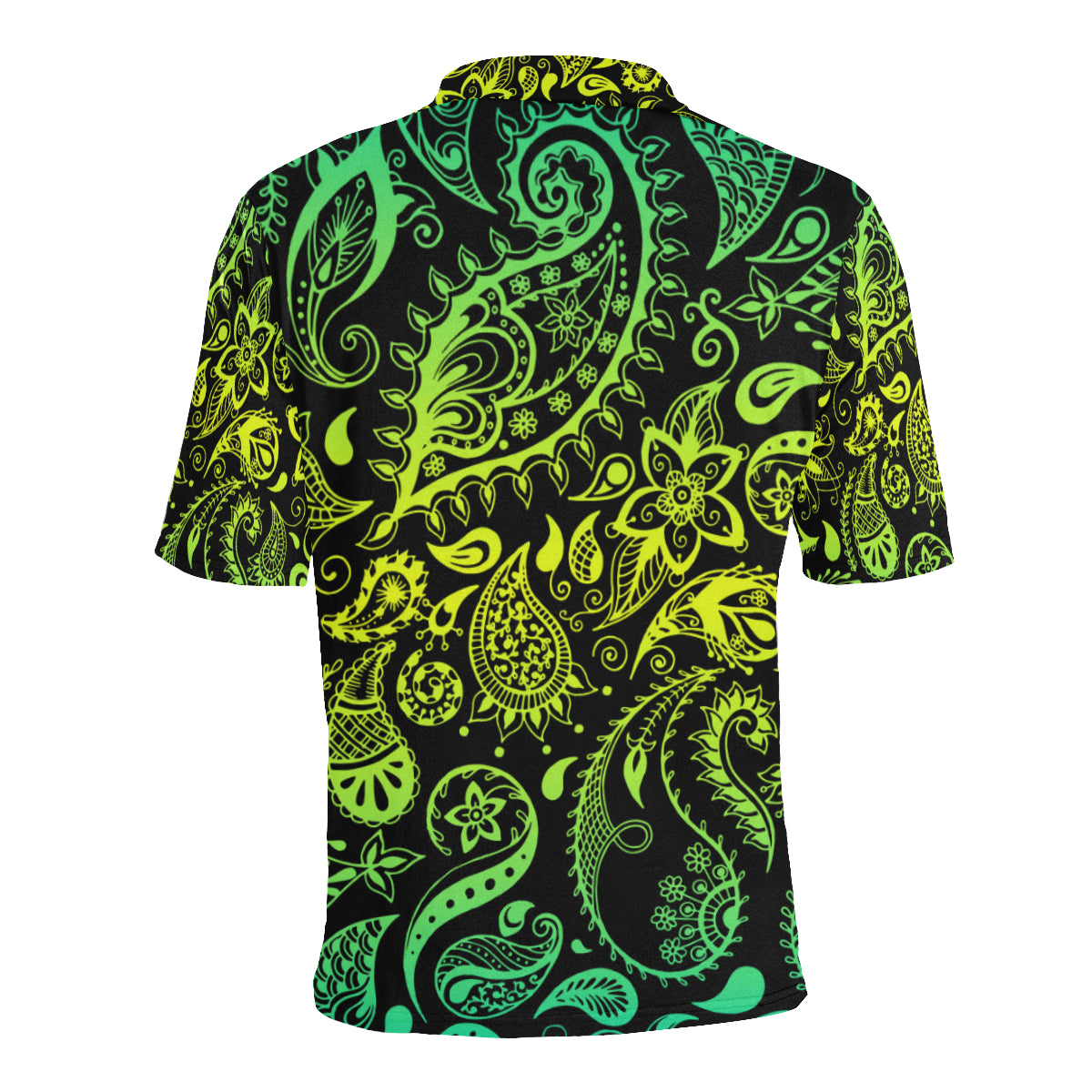 Paisley Green Design Print Men Polo Shirt