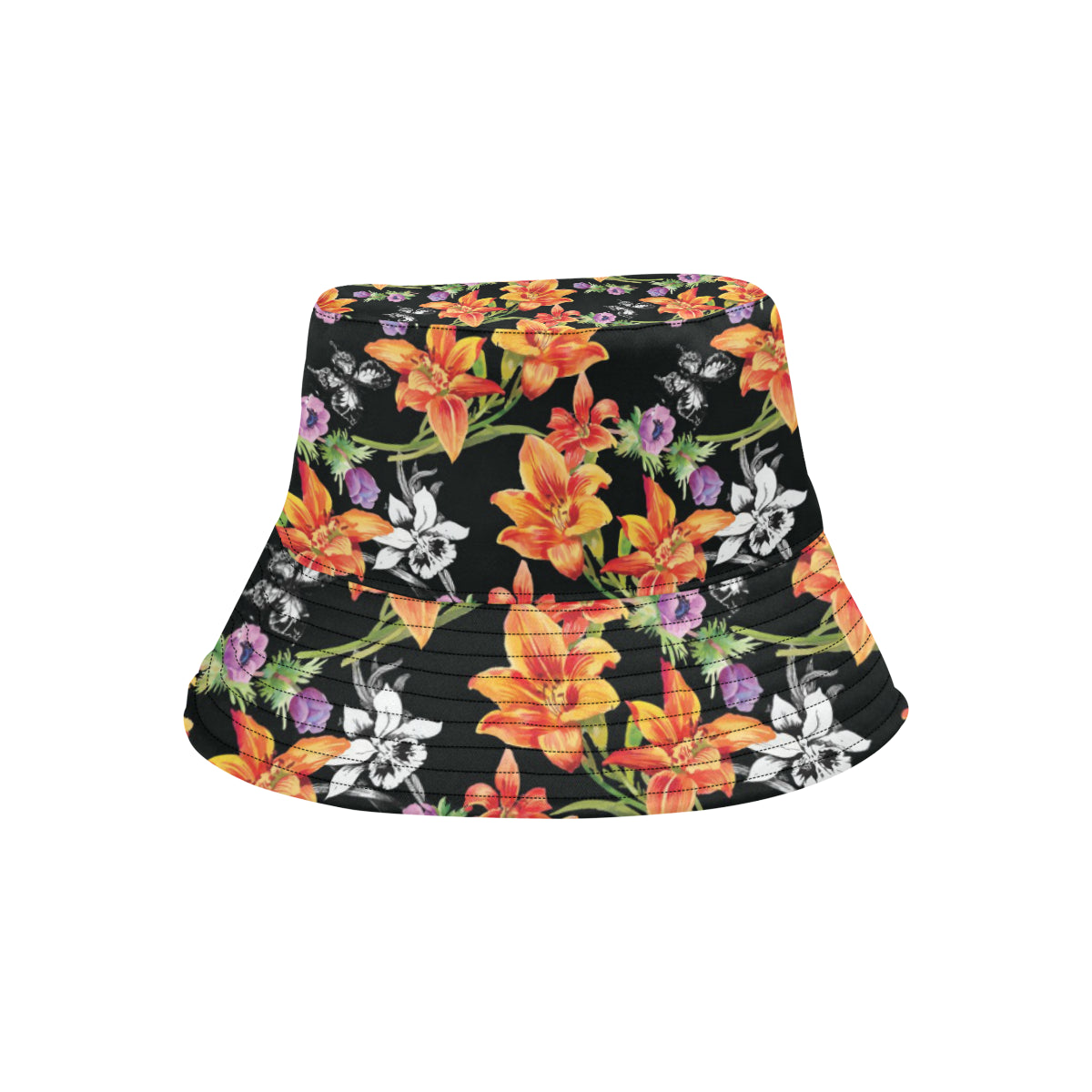Tropical Flower Pattern Print Design TF02 Unisex Bucket Hat