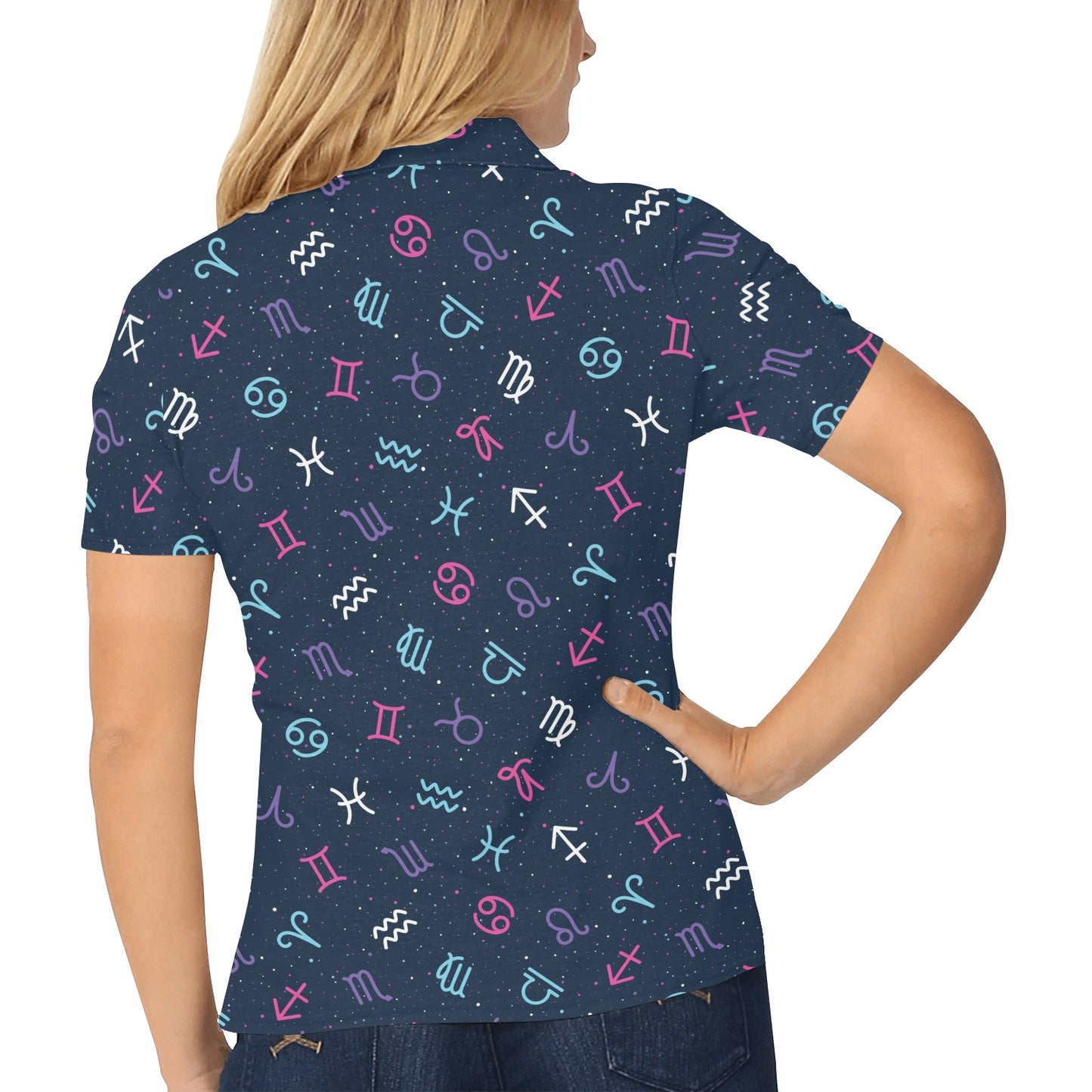 Constellation Pattern Print Design 04 Women's Polo Shirt