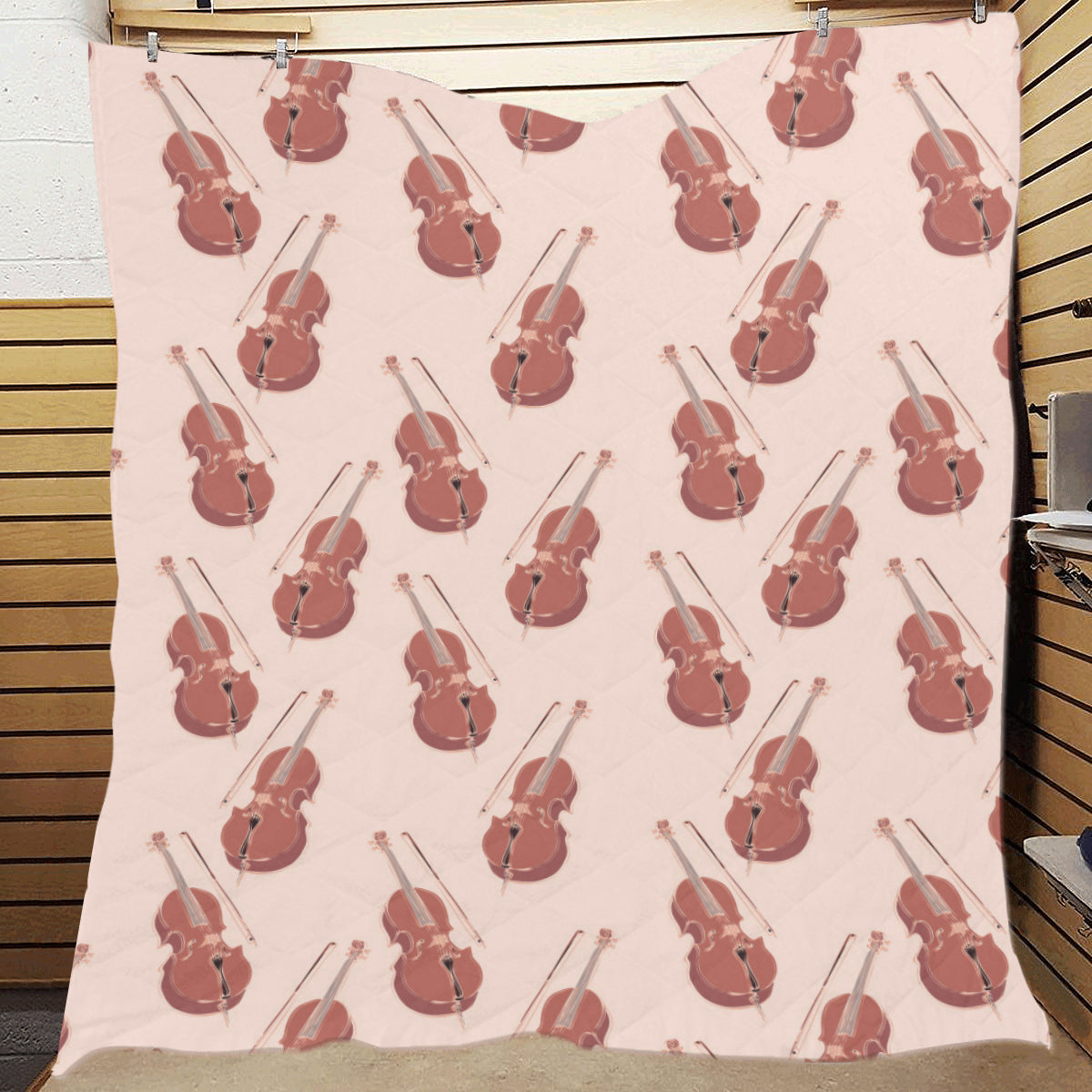 Cello Pattern Print Design 03 Premium Quilt