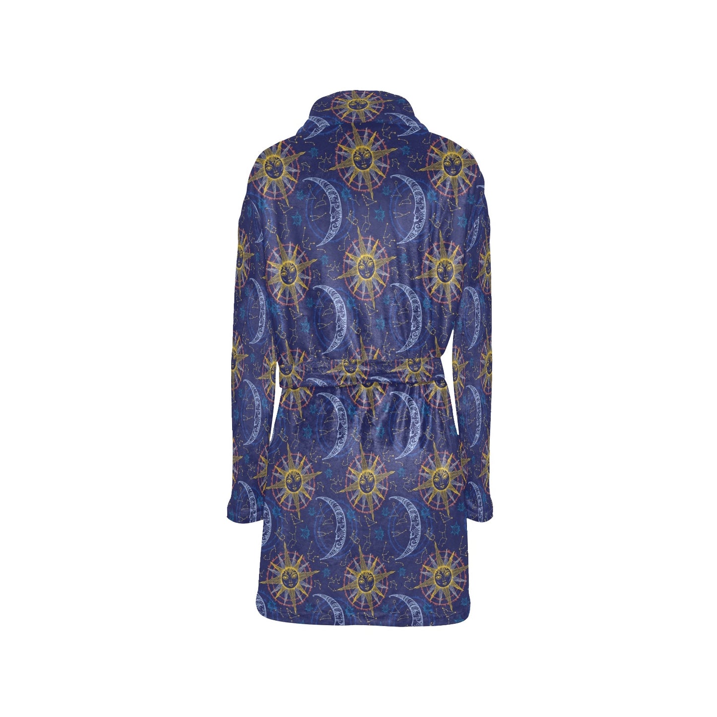 Celestial Moon Sun Pattern Print Design 01 Women's Fleece Robe