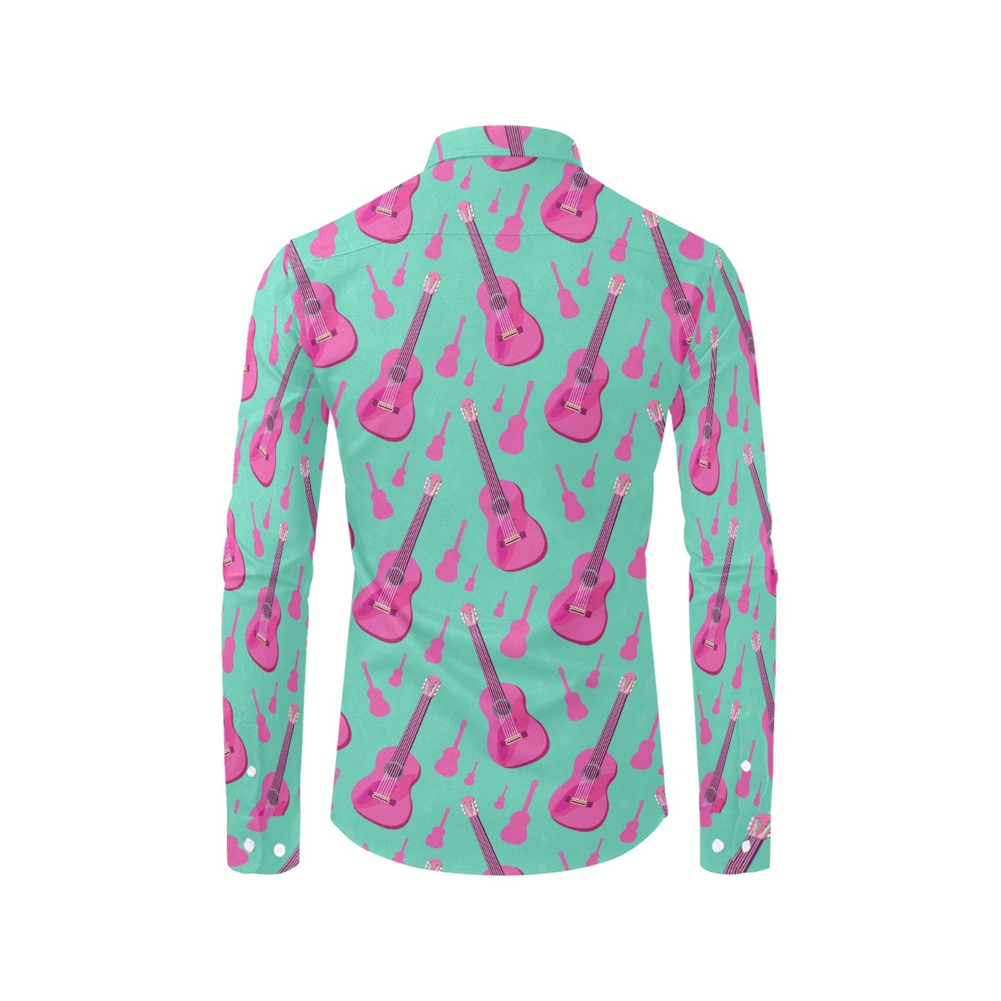 Acoustic Guitar Print Design LKS405 Men's Long Sleeve Dress Shirt