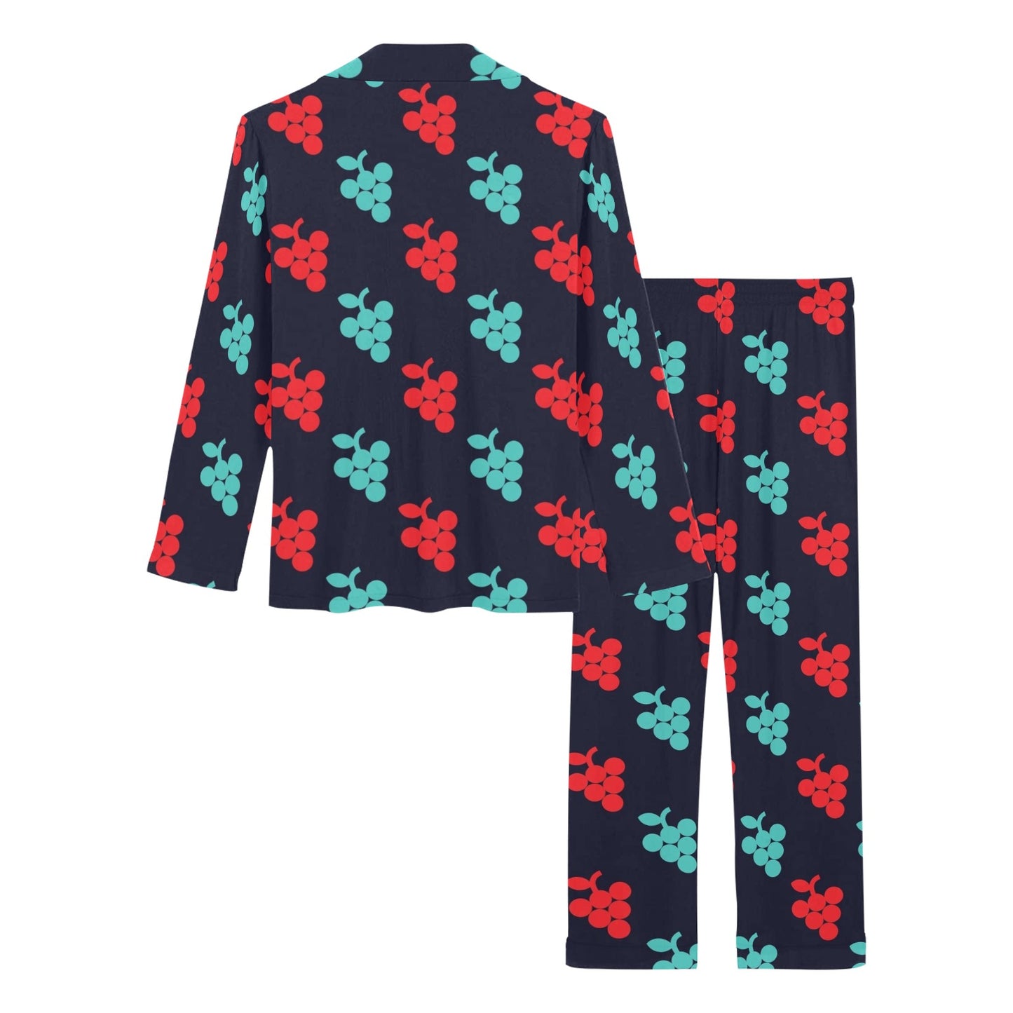 Grape Pattern Print Design GP07 Women's Long Pajama Set
