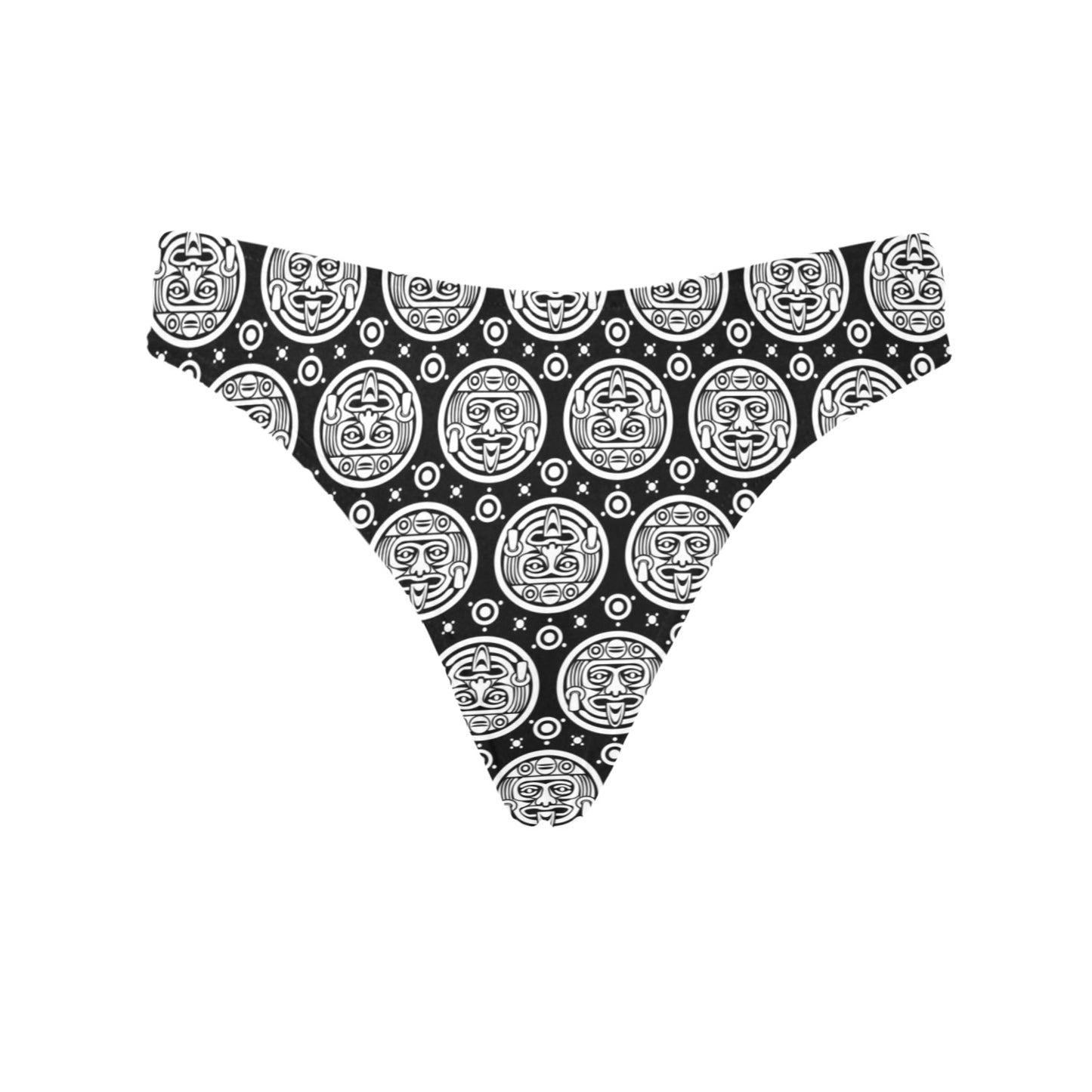 Calendar Aztec White Black Print Pattern Women's Thongs