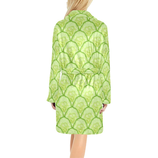 Cucumber Pattern Print Design CC04 Women's Fleece Robe