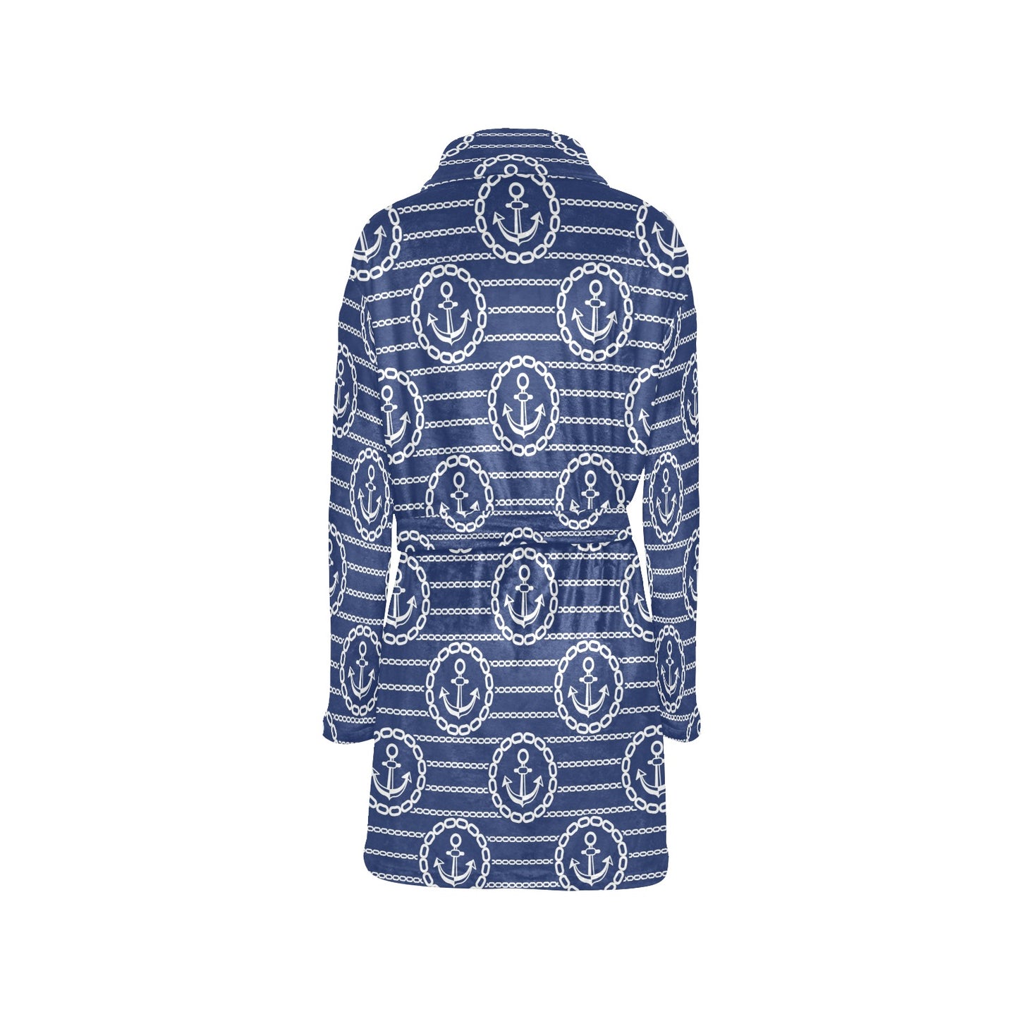 Anchor Stripe Pattern Women's Fleece Robe