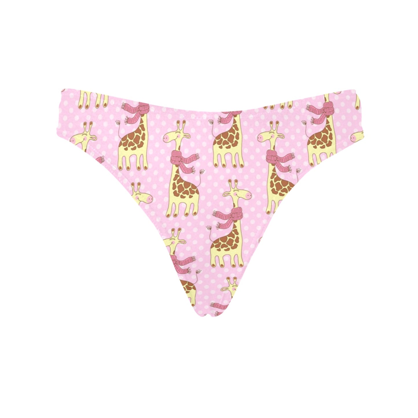 Giraffe Cute Pink Polka Dot Print Women's Thongs