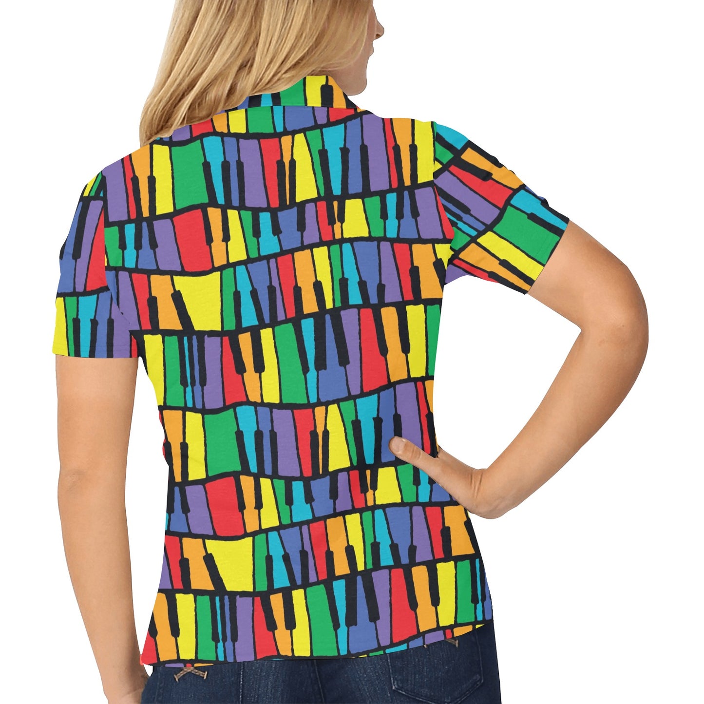 Piano Print Design LKS402 Women's Polo Shirt