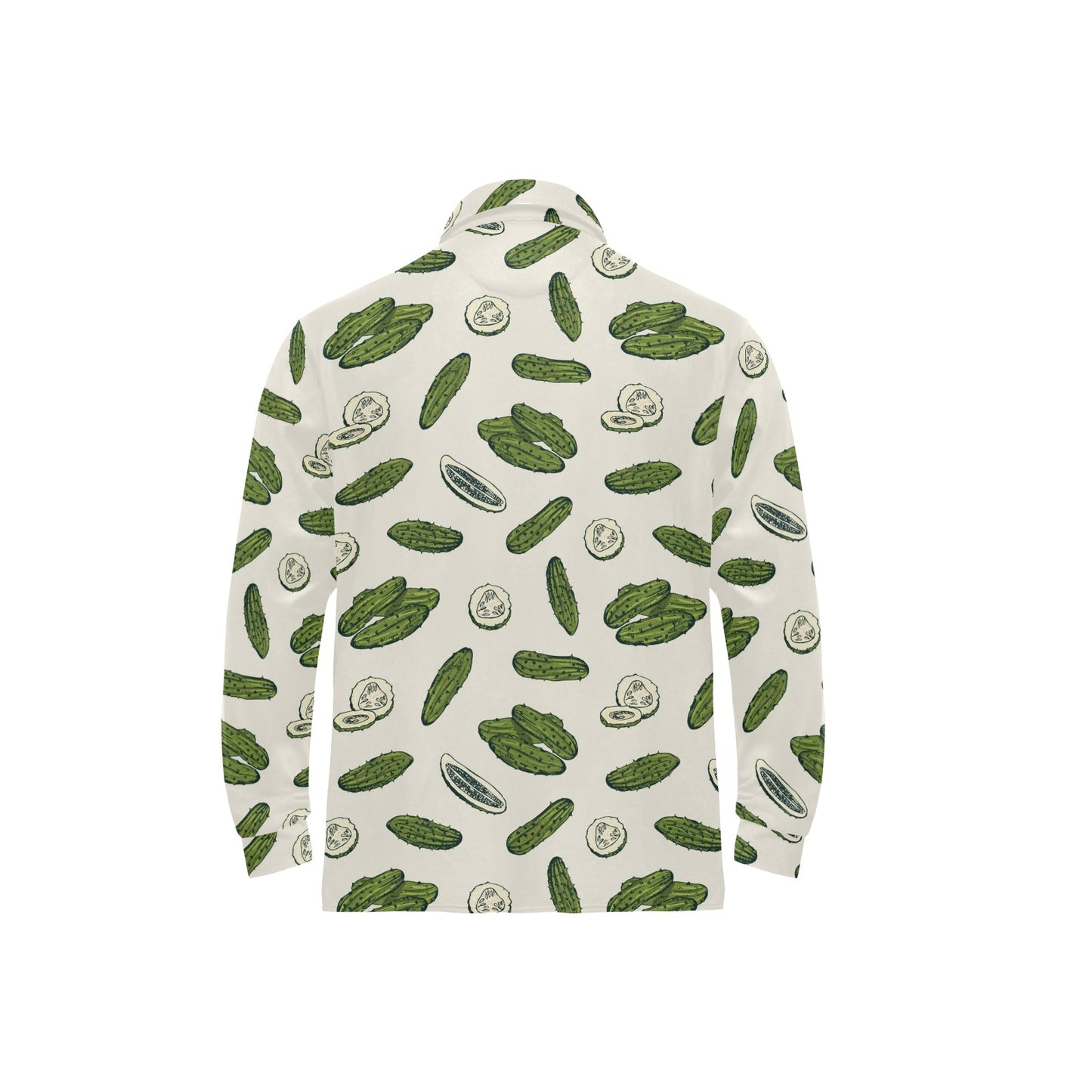 Cucumber Pattern Print Design CC05 Long Sleeve Polo Shirt For Men's