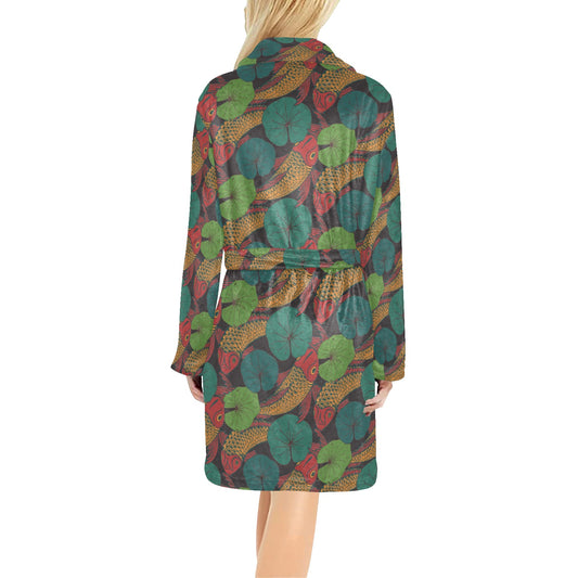 KOI Fish Pattern Print Design 01 Women's Fleece Robe
