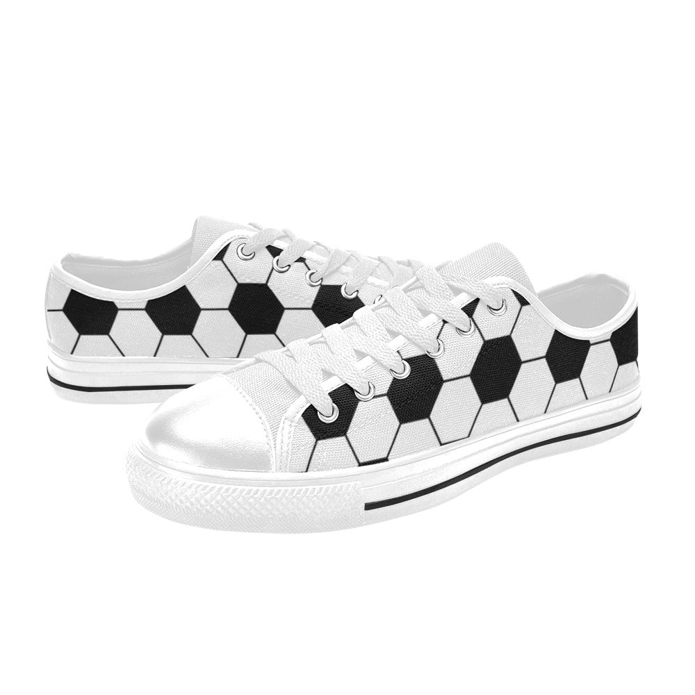 Soccer Ball Texture Print Design LKS303 Women's White Low Top Shoes