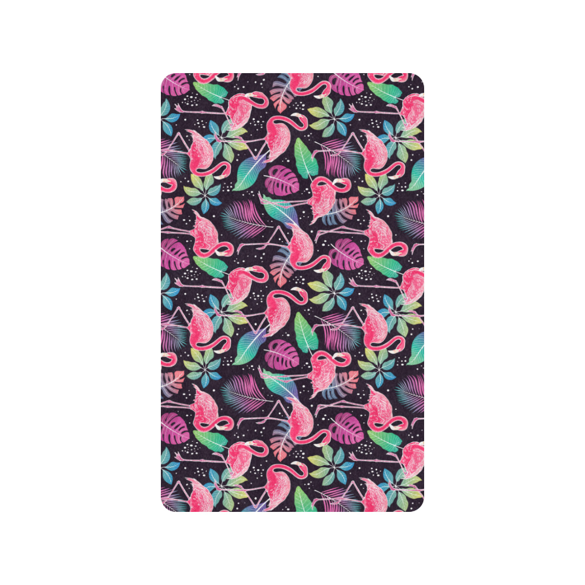 Flamingo Tropical leaves Neon Print Rubber Doormat