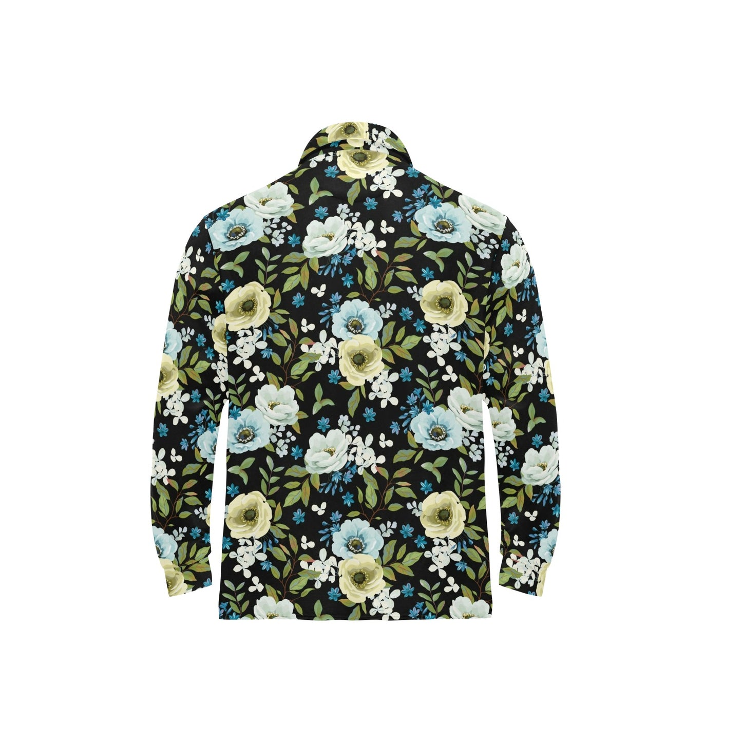 Anemone Pattern Print Design AM03 Long Sleeve Polo Shirt For Men's