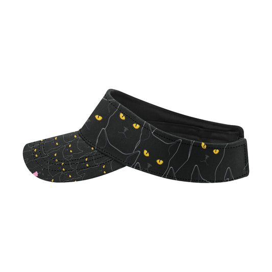 Black Cat Yellow Eyes Print Pattern Unisex Sun Visor