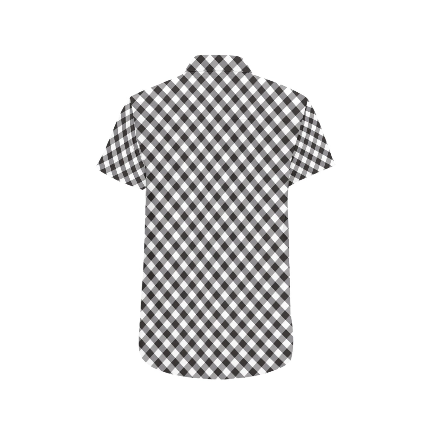 Gingham Print Design LKS402 Men Short Sleeve Button Up Shirt