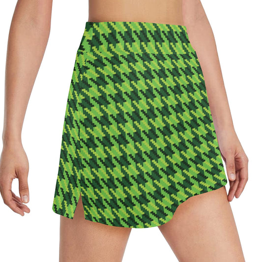 St Patricks Day Houndstooth Pattern Print LKS301 17" Golf & Pickleball Skort with Pockets