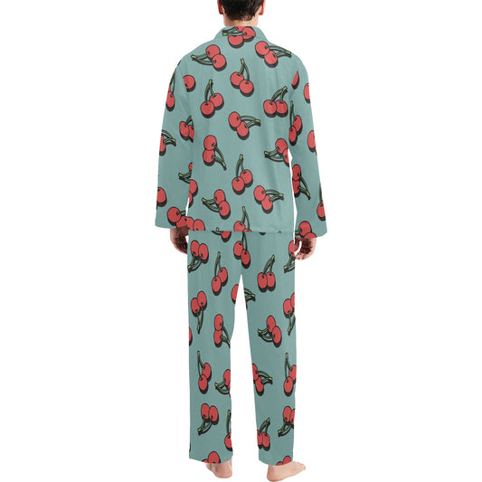 Cherry Pattern Print Design CH03 Men's Long Pajama Set