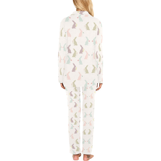 Bunny Pattern Print Design 05 Women's Long Pajama Set