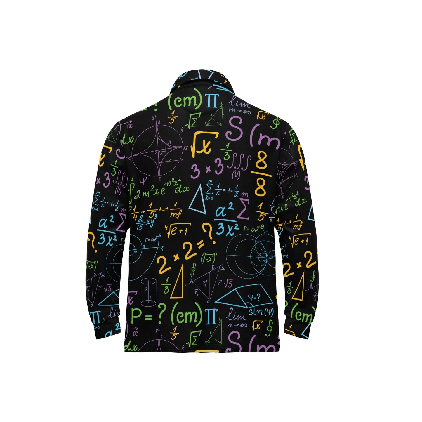Math Pattern Print Design 03 Long Sleeve Polo Shirt For Men's
