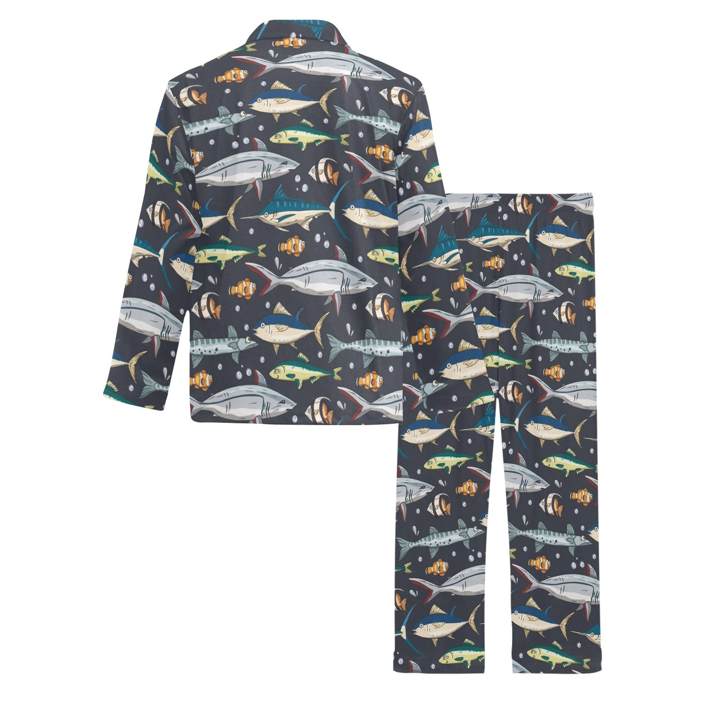 Swordfish Pattern Print Design 04 Men's Long Pajama Set
