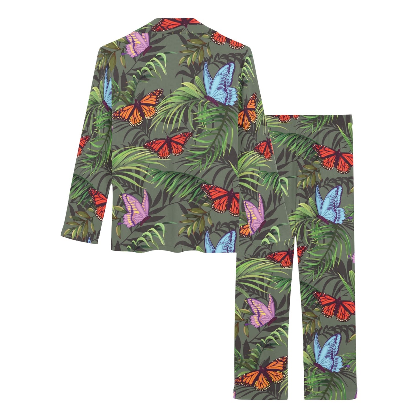 Monarch Butterfly Pattern Print Design 04 Women's Long Pajama Set