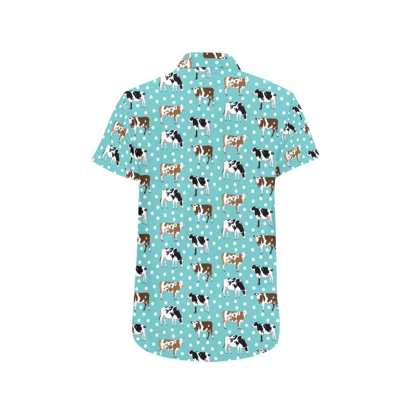 Cattle Print Design LKS405 Men Short Sleeve Button Up Shirt