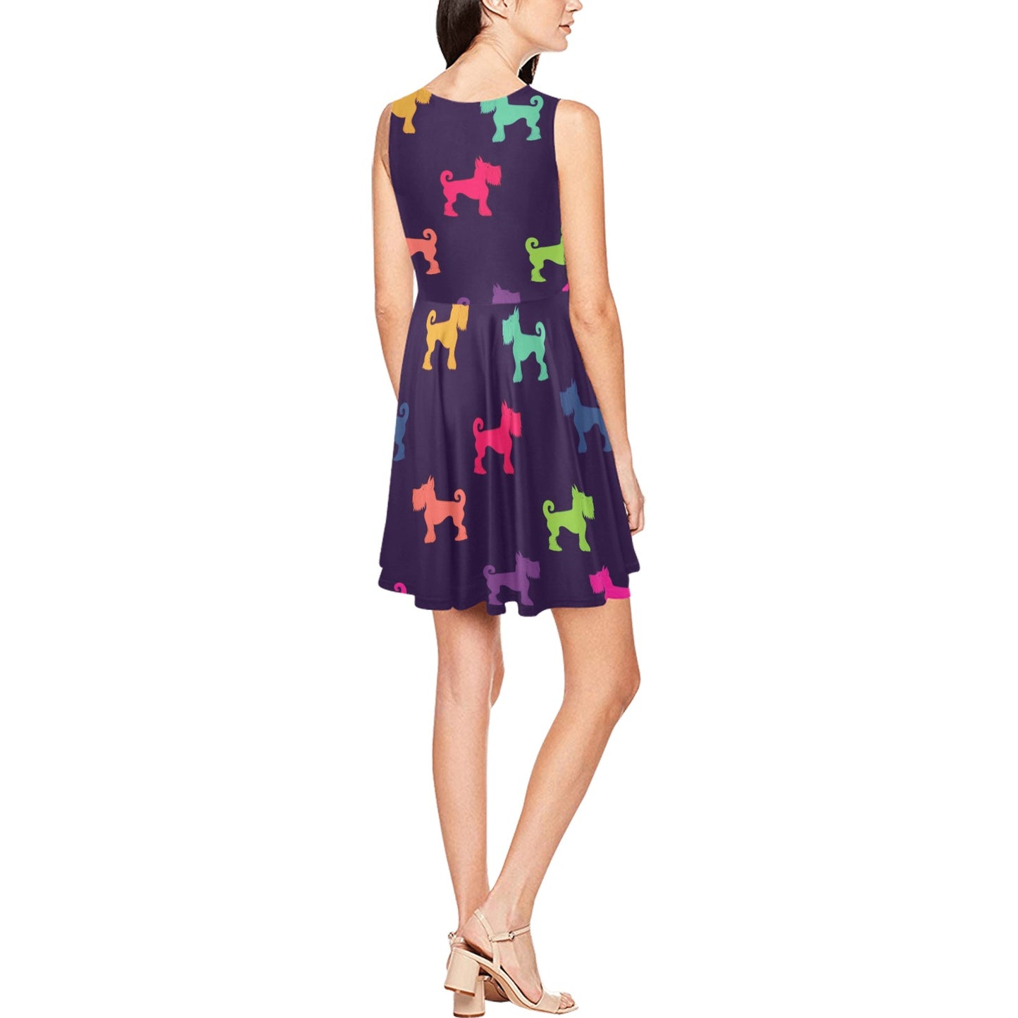 Schnauzers Pattern Print Design A05 Sleeveless Dress