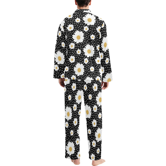 Daisy Pattern Print Design DS02 Men's Long Pajama Set