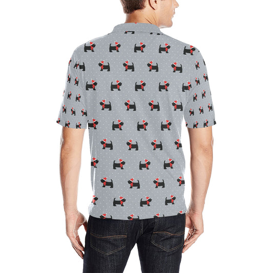 Scottish Christmas Themed Terriers Print Design LKS3018 Men Polo Shirt